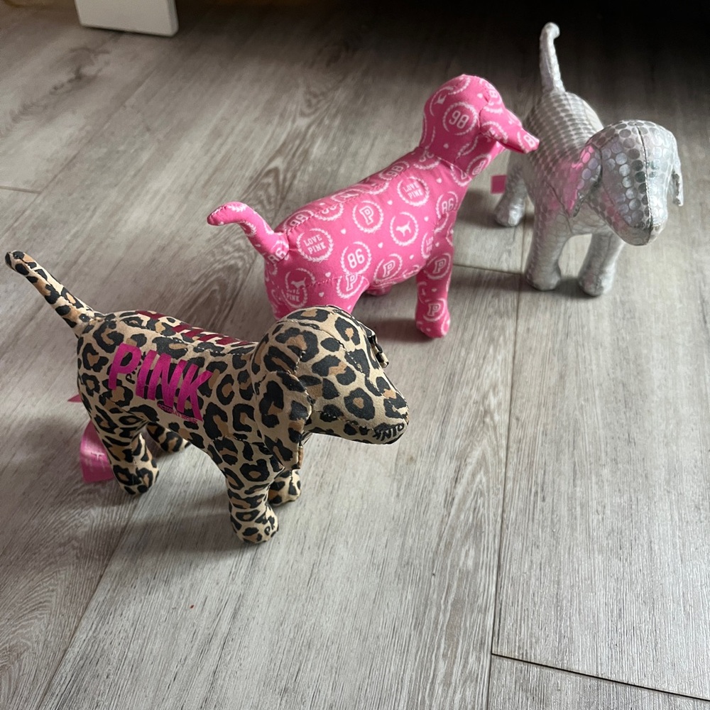 PINK Victoria's Secret Dog Figurines - Leopard, Pink, Silver